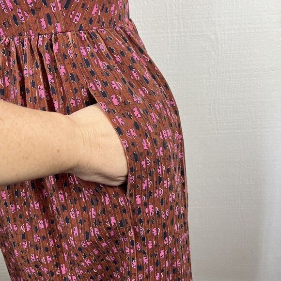 Kate Spade Floradoodle Halter Dress 8 Womens Pink Print Fit & Flare Pockets - Picture 6 of 11